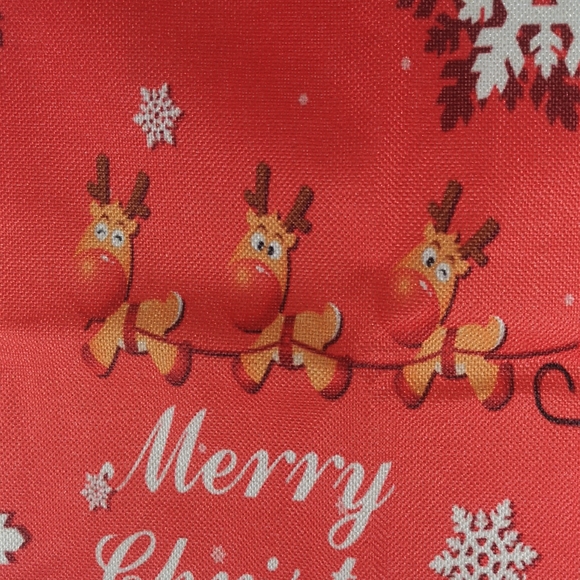 Set of Two Canvas Christmas Pillow Shams with Zipper, Red and Cream, Like-new* - Picture 4 of 9